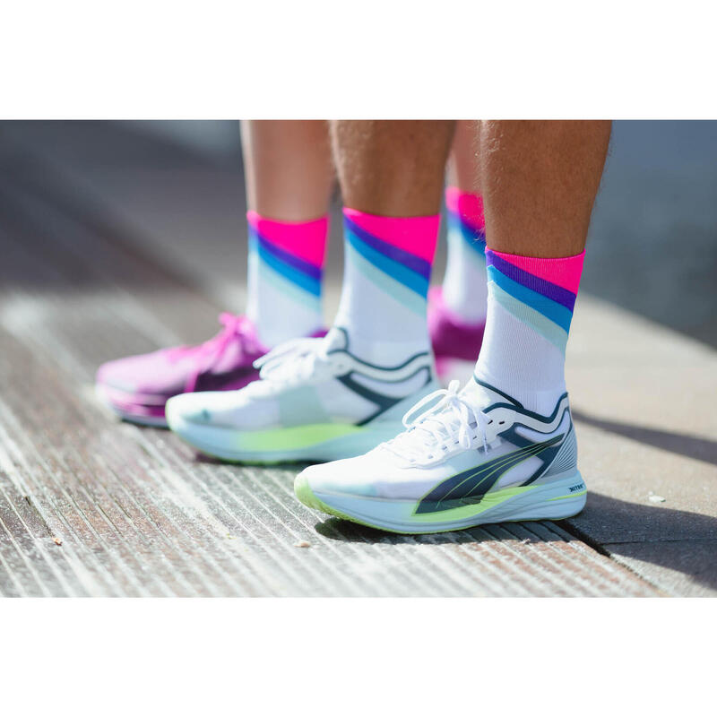 透氣高筒跑步運動襪 - Grades Blue Pink 混色