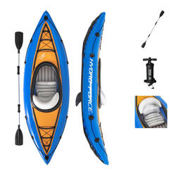 Outsunny Kayak Hinchable para 2 Personas Kayak Inflable Individual de PVC  con 2 Asientos 2 Remos Bomba y Kit de Reparación 330x105x50 cm Azul