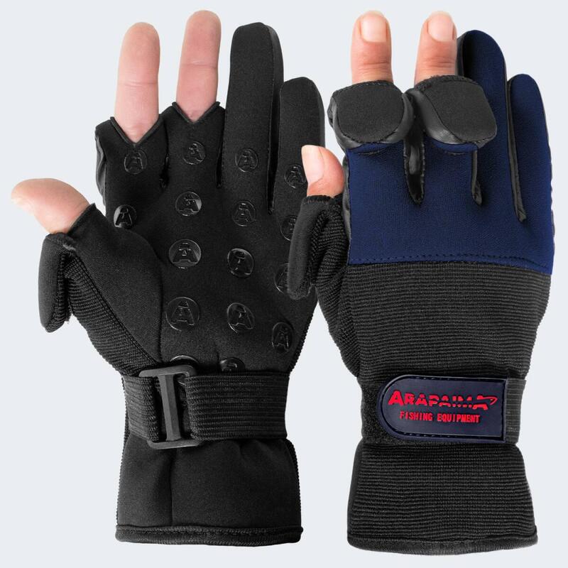 Gants de pêche néoprène 'wizard' | Bouts de doigts pliables | Navy/Noir