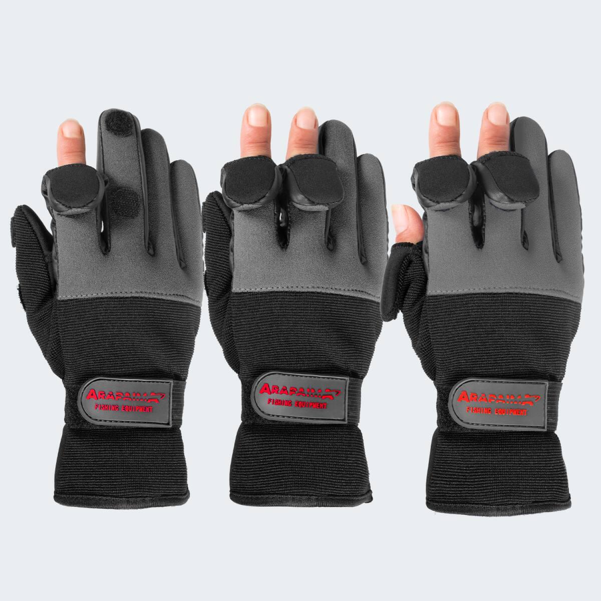 Guanti pesca 'wizard' | Neoprene | Punta delle dita pieghevole | Grigio/Nero 5/5