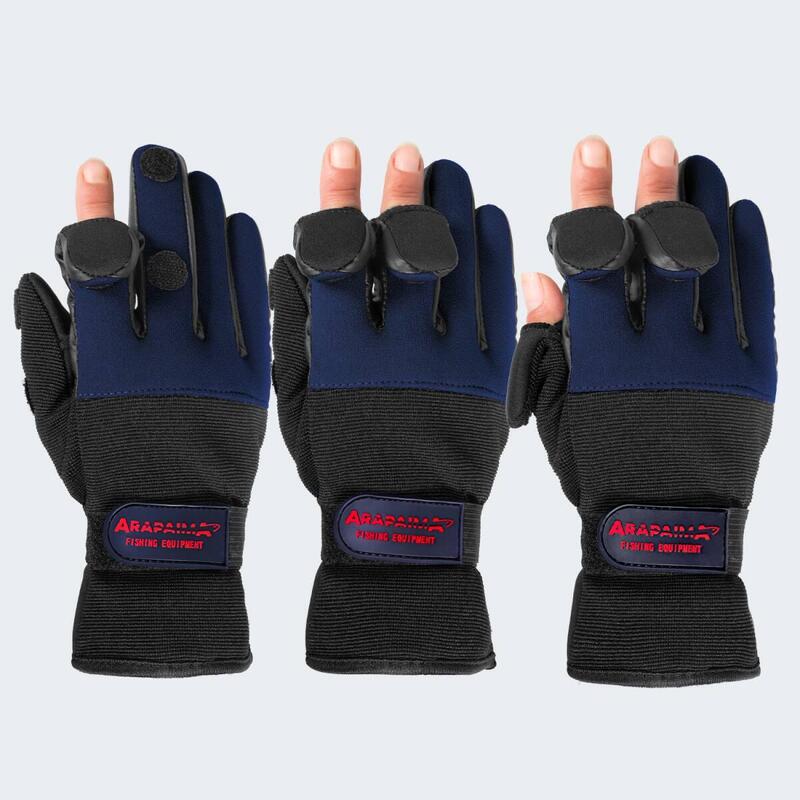 Gants de pêche néoprène 'wizard' | Bouts de doigts pliables | Navy/Noir