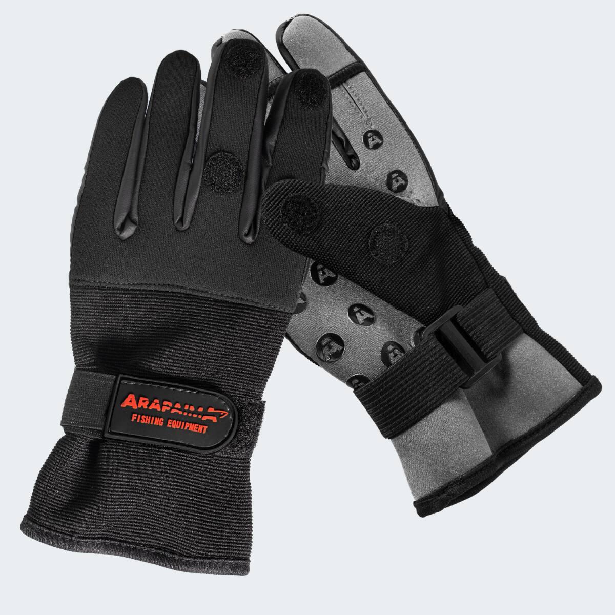 Guanti pesca 'wizard' | Neoprene | Punta delle dita pieghevole | Nero/Grigio 3/5