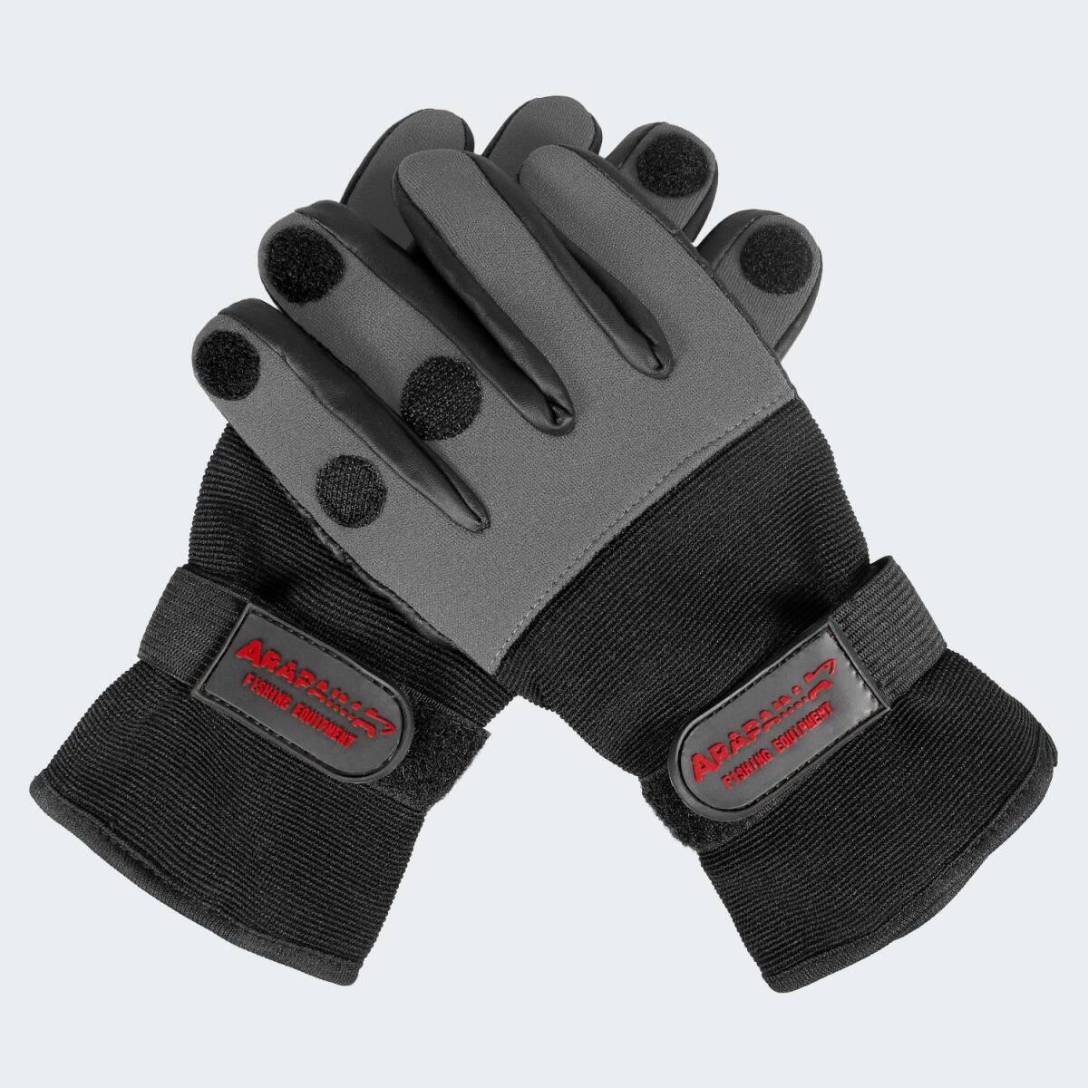Guanti pesca 'wizard' | Neoprene | Punta delle dita pieghevole | Grigio/Nero 2/5