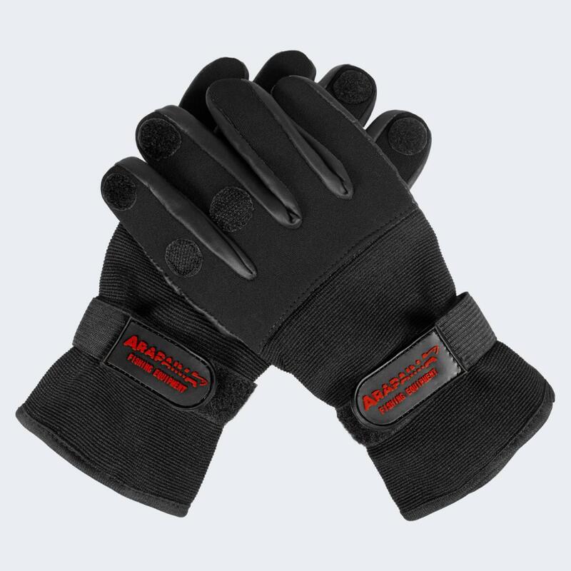 Gants de pêche néoprène 'wizard' | Bouts de doigts pliables | Noir/Gris