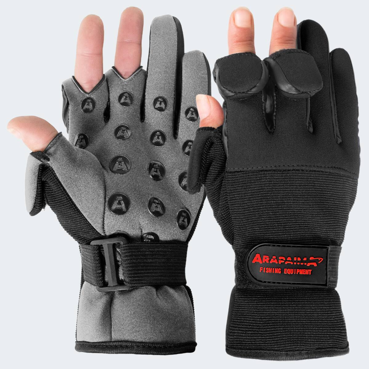 wizard' neoprene fishing gloves | Foldable fingertips | Black/Grey