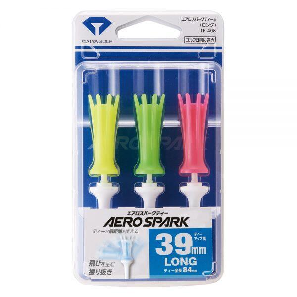 TE-408 AERO SPARK TEE LONG 39MM YELLOW/GREEN/PINK (3PCS)