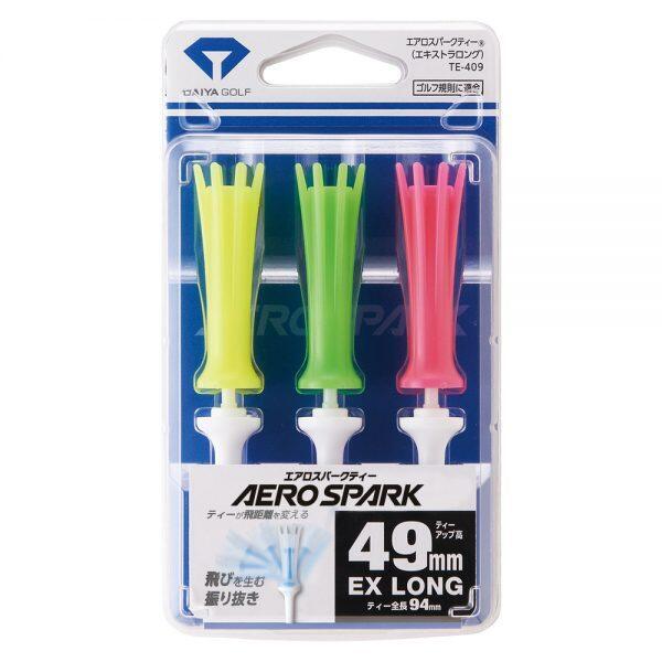 TE-409 AERO SPARK TEE EXTRA LONG 49MM YELLOW/GREEN/PINK (3PCS)