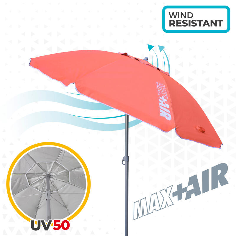 AKTIVE - Parasol Plage Ø220 cm  Anti-vent et Protection UV50