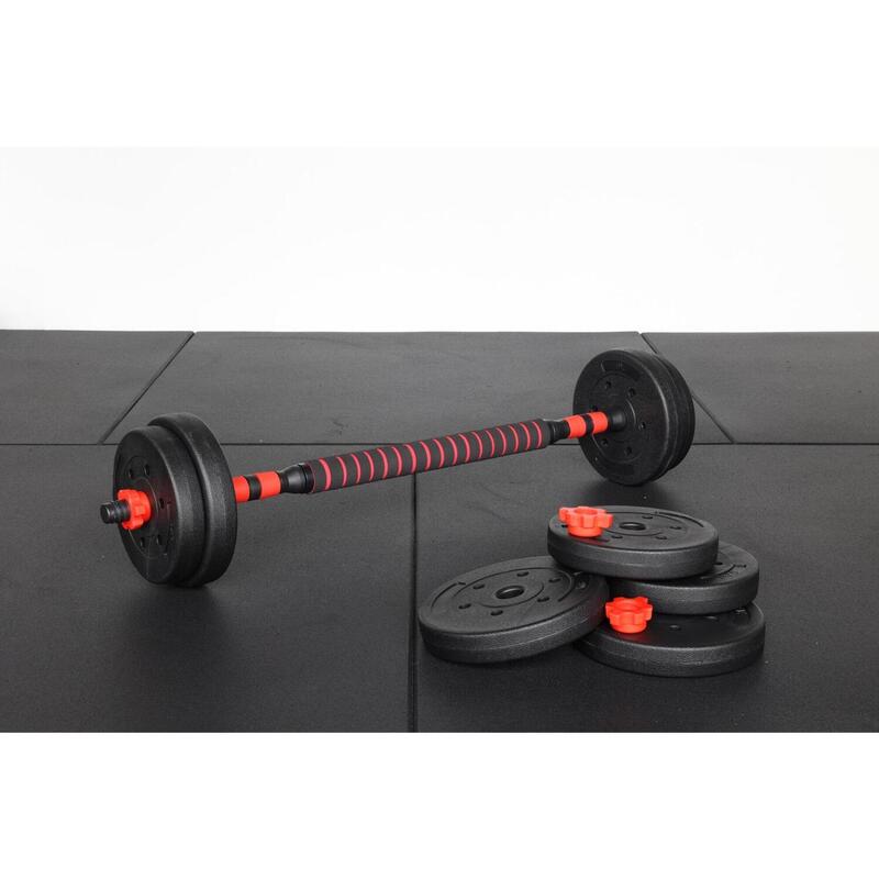 Juego De Mancuernas 2 En 1 Octogonal Fitness Tech 40 Kg - Negro/Rojo - Set  Mancuernas Para Musculación