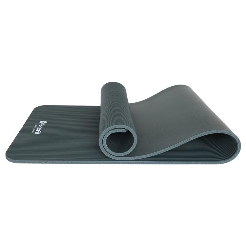 Yogamat - Fitness Mat met Draagriem - Extra dik 12 mm - Grijs