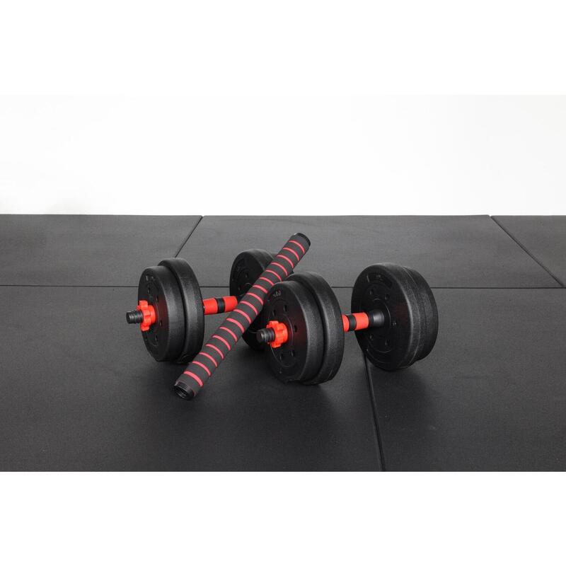 Dumbbell Set 15kg - Barre d'haltères avec poids - Barre de fitness - Noir