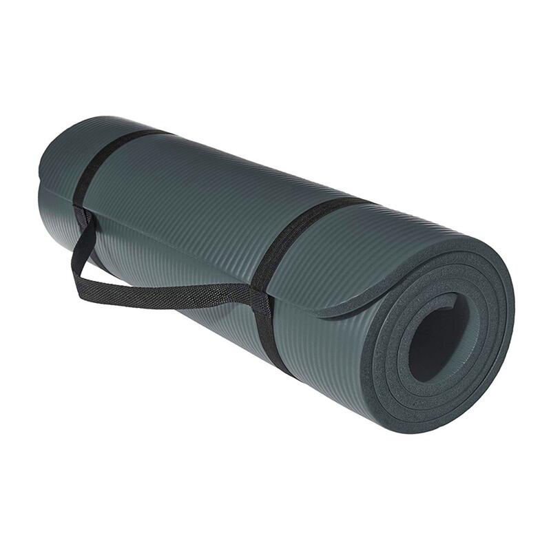 Tappetino Yoga - Tappetino fitness con tracolla - Spessore extra 12 mm - Grigio