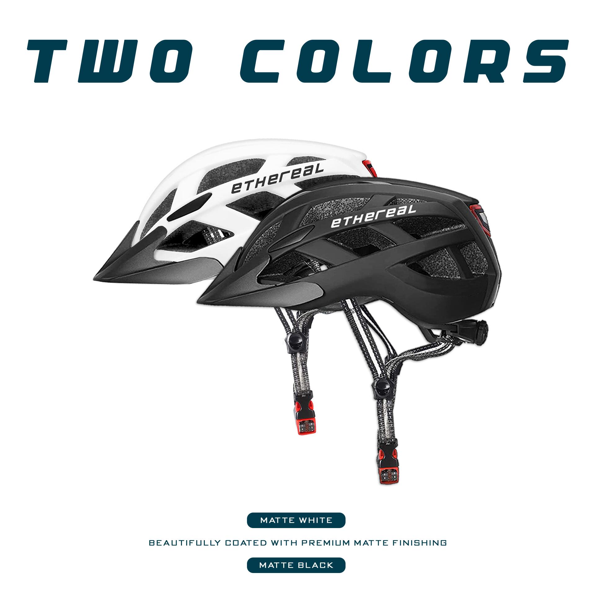 Ethereal Bicycle Helmet with Rear LED Lights CE CPSC safety standard Black M
