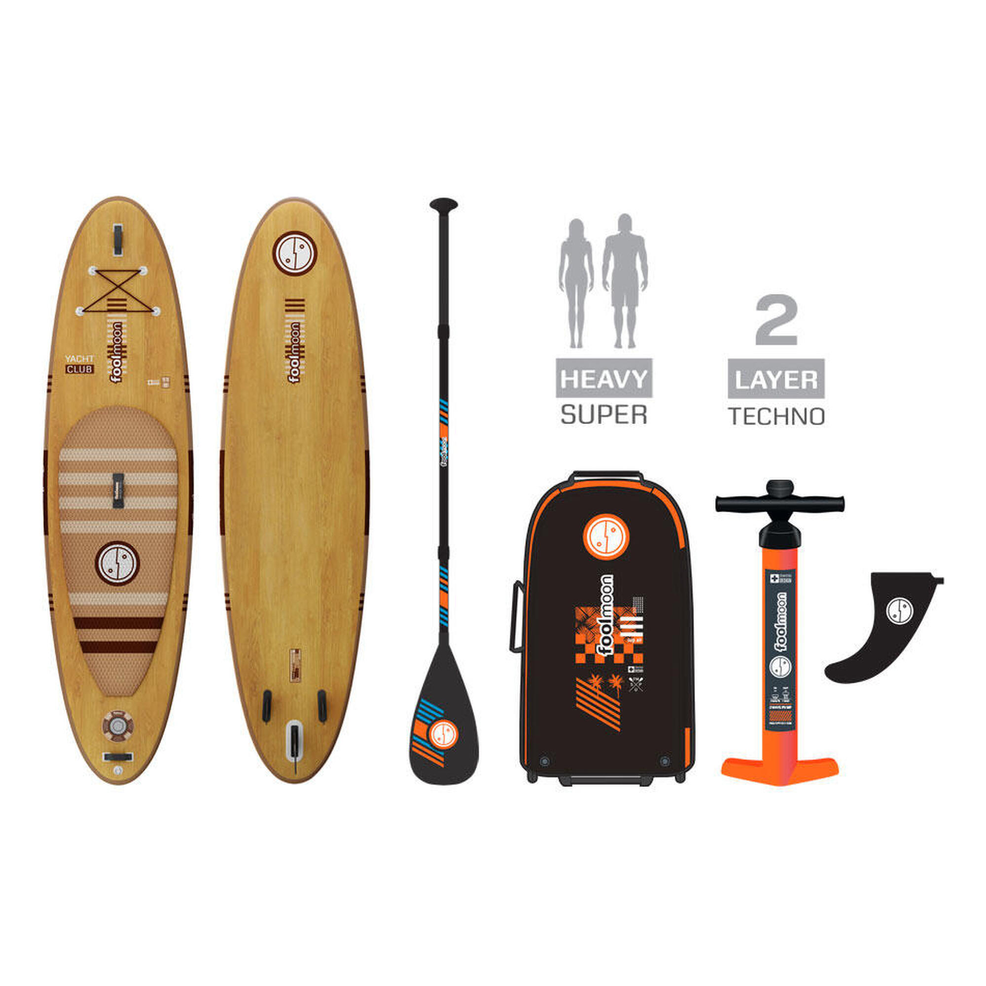 Stand Up Paddle gonfiabile - Yacht Club 11.0 - colore legno - set completo