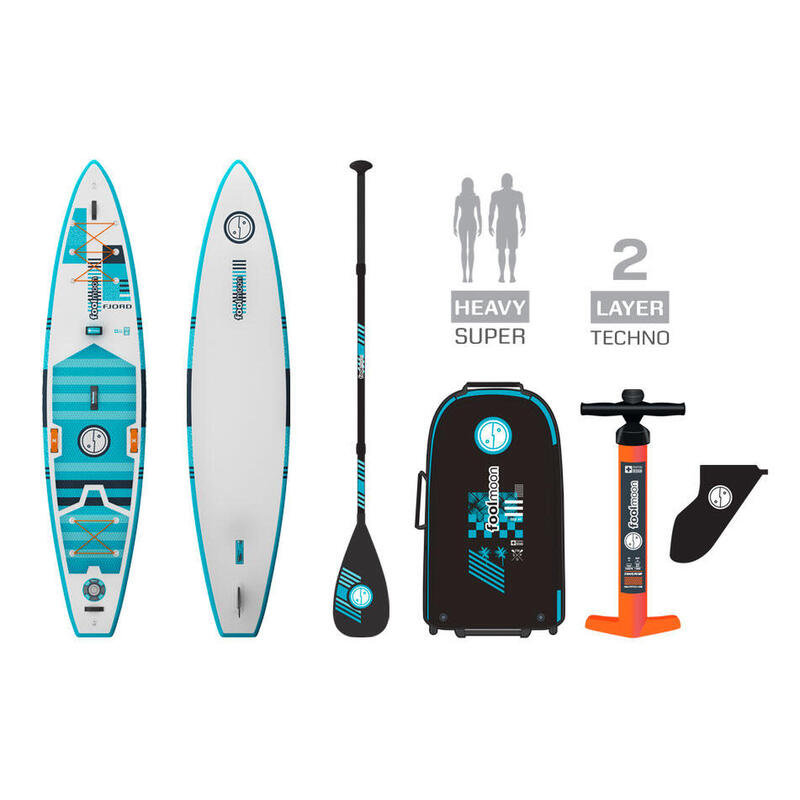 Aufblasbares Stand Up Paddle - Fjord 12.6 - weiss/mint - komplettset