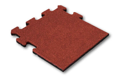 Piastrella in gomma rossa 25mm - 50x50 cm - Pezzo laterale del sistema Puzzle