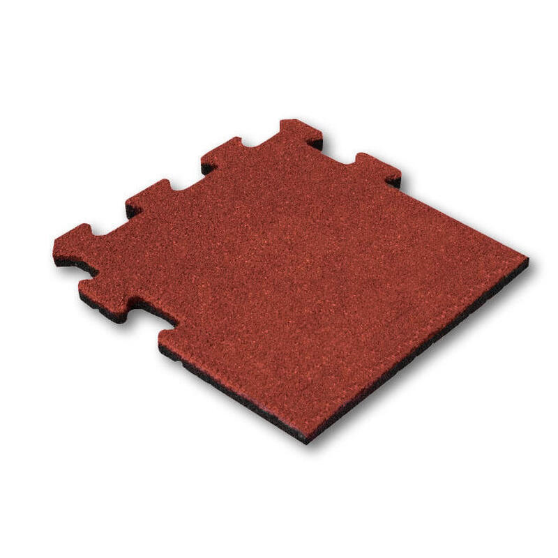 Baldosa de Goma Roja 25mm - 50x50 cm - Sistema Puzzle Pieza Lateral