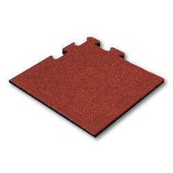 Baldosa de goma 25 mm - 50 x 50 cm - Rojo - Sistema puzzle - Pieza de esquina