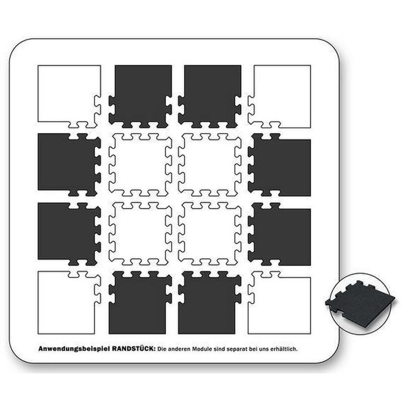 Kunstrasen-Gummifliese 30 mm – Puzzle-System-Seitenteil