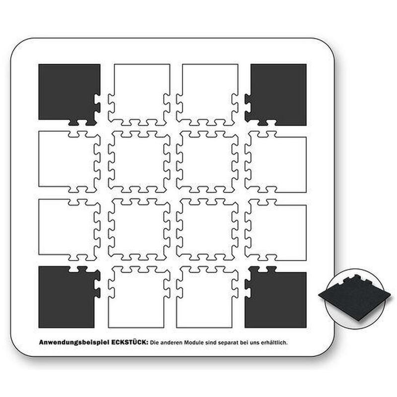 Kunstrasen-Gummifliese 30 mm – Puzzle-System-Eckstück