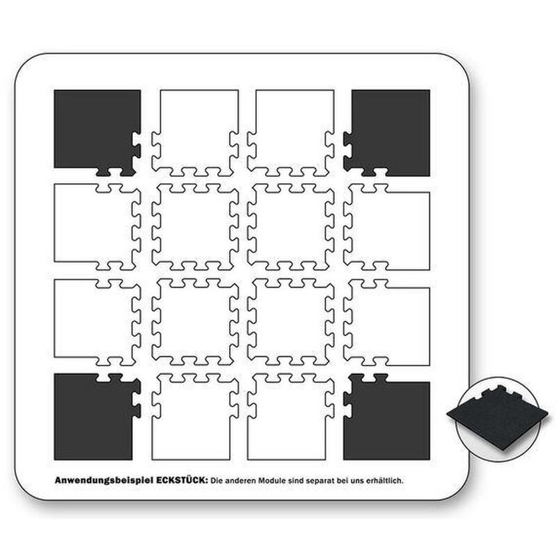 Placă de cauciuc pentru gazon artificial 30 mm - Piesă de colț cu sistem Puzzle