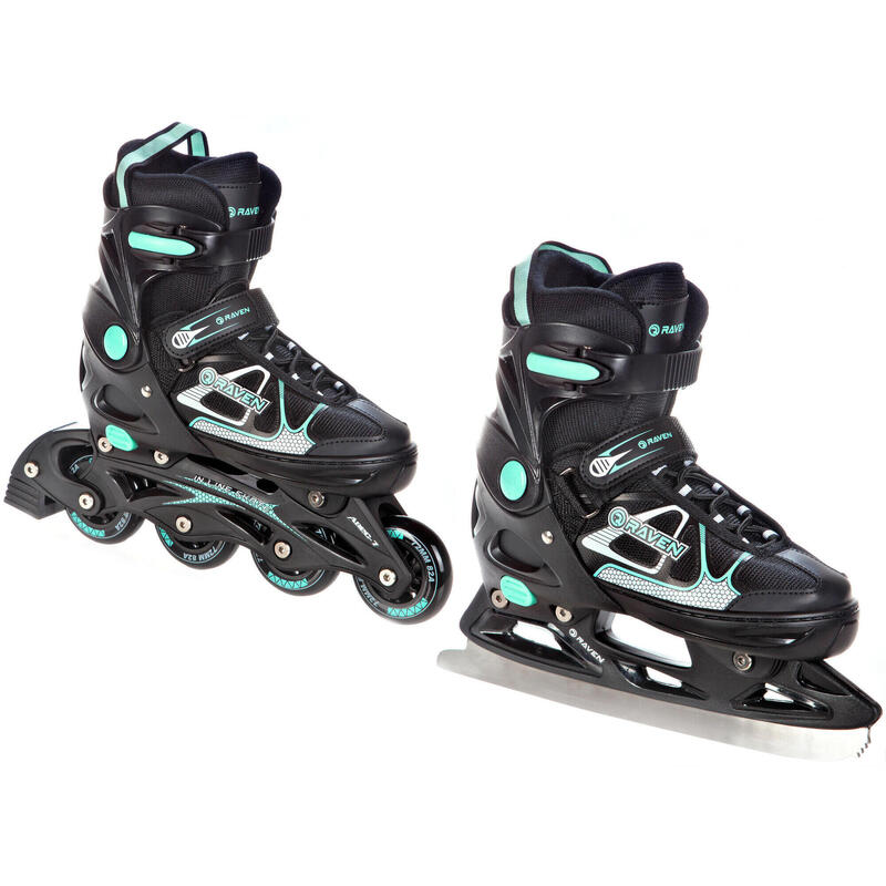 Patines 2en1 Ajustable Spirit Negro/Menta