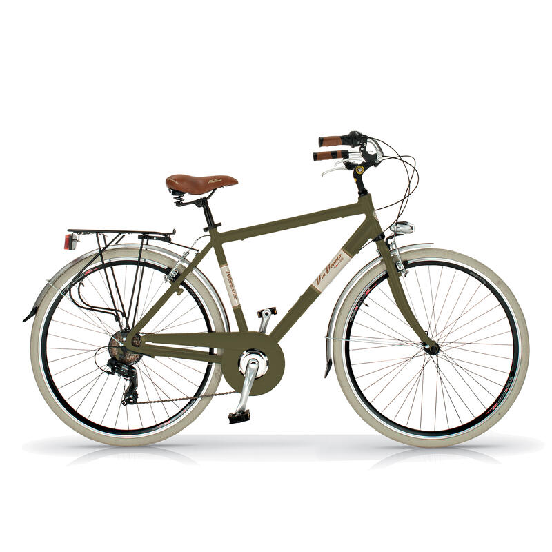 Vélo de ville pour homme en aluminium Via Veneto 605, 6 vitesses, couleur verte