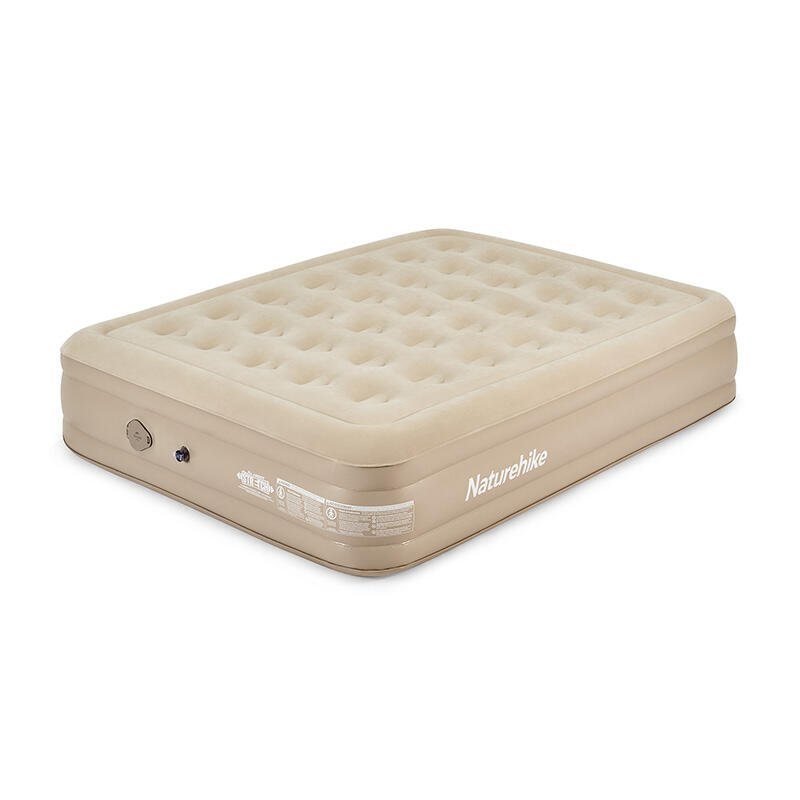 CD04 PVC Couple Air Mattress with Air Pump - Khaki