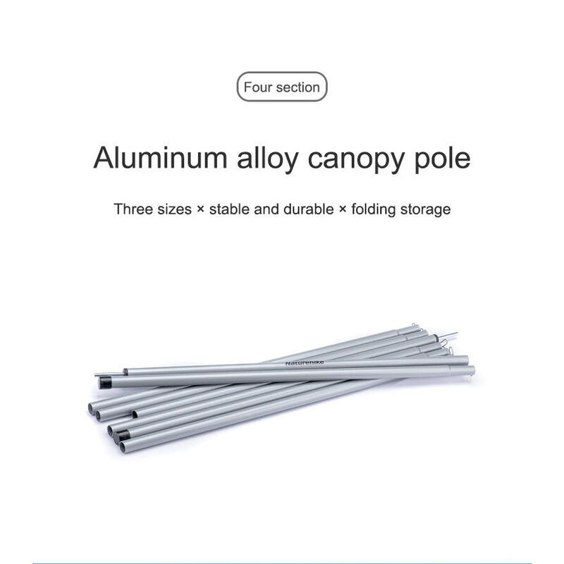 2M Galvanized Iron Four-Section Canopy Pole (2pcs) - Silver