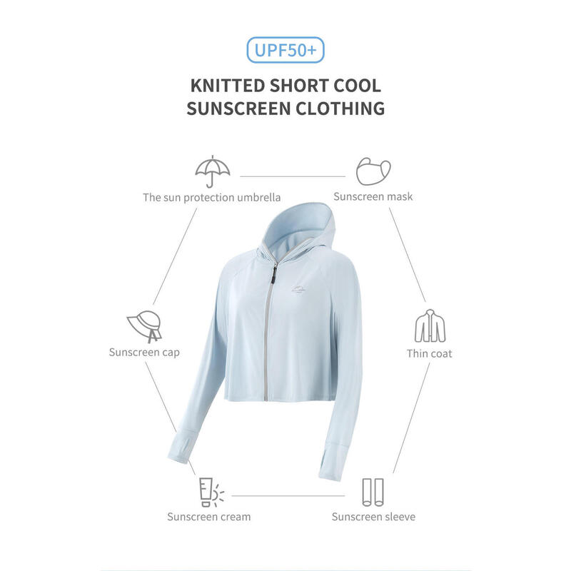 Outdoor long-sleeved with cap sunscreen clothing - Blue