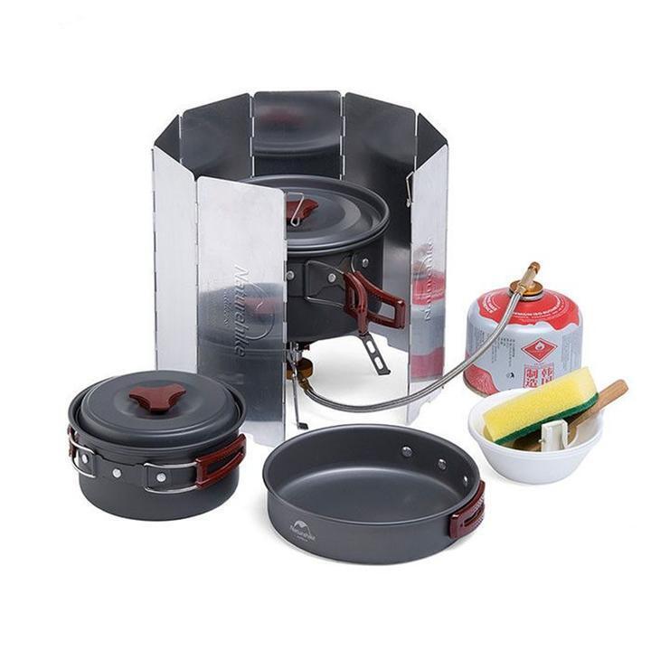 Camping Cookware 8 Piece Windshield - Silver