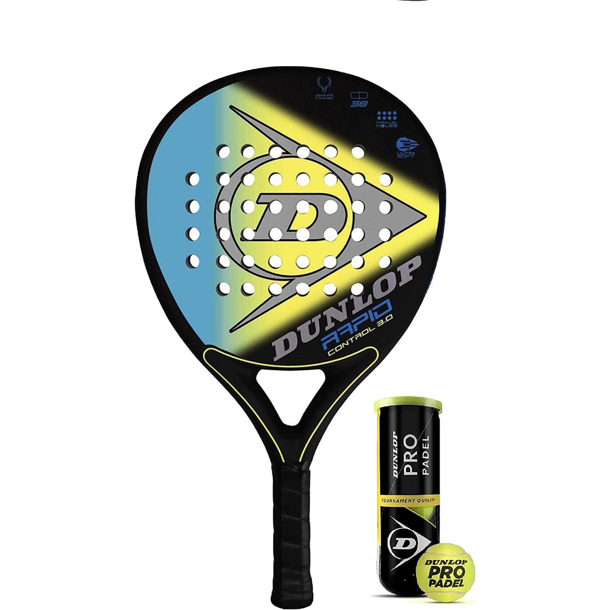 Dunlop Rapid Control Padel Racket & 3 Dunlop Pro Padel Balls 1/2