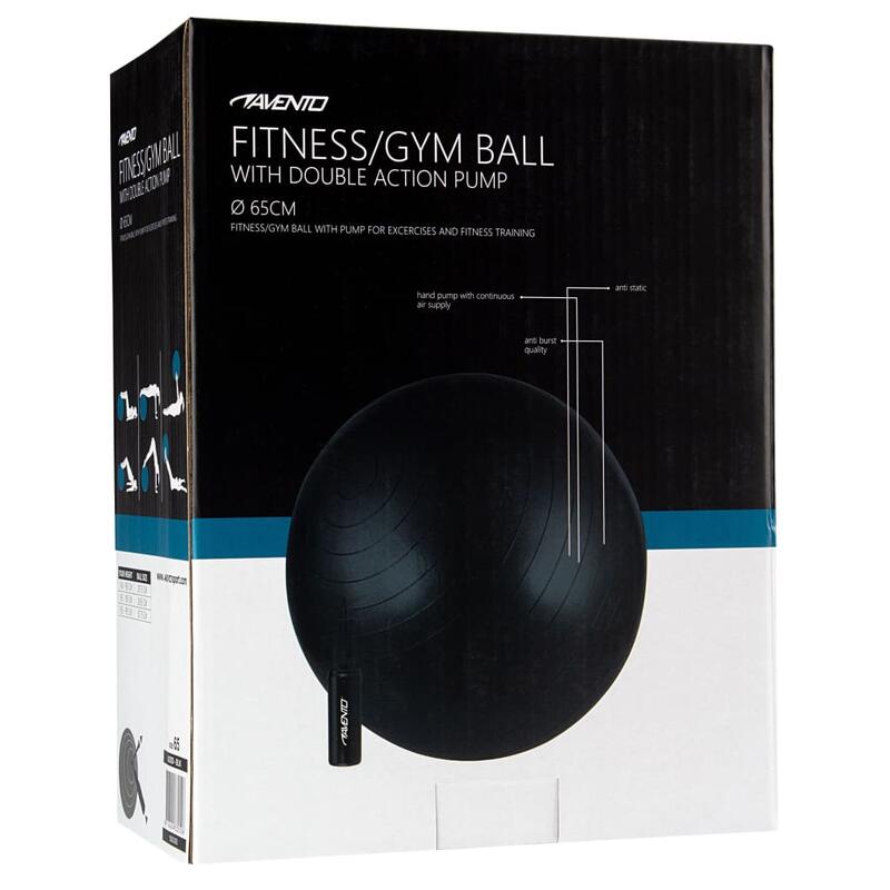 Avento Ballon de fitness/d'exercice et pompe Diamètre 65 cm Noir