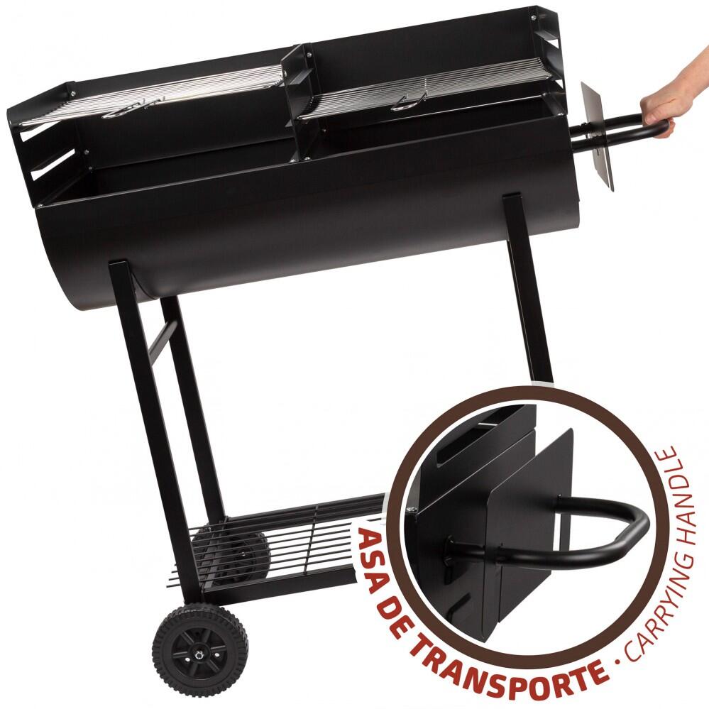Barbacoa carbón portátil con doble parrilla y asa Aktive 4/7