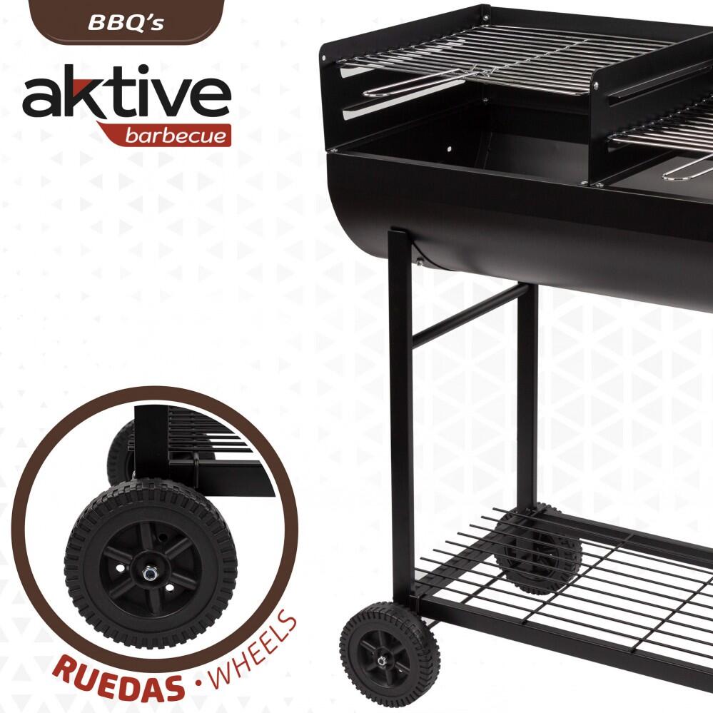 Barbacoa carbón portátil con doble parrilla y asa Aktive 3/7
