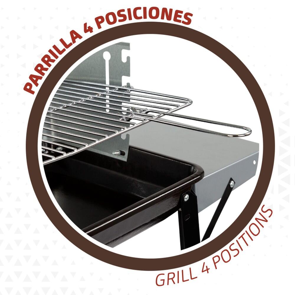 Barbacoa carbón portátil con parrilla 4 alturas Aktive 3/7