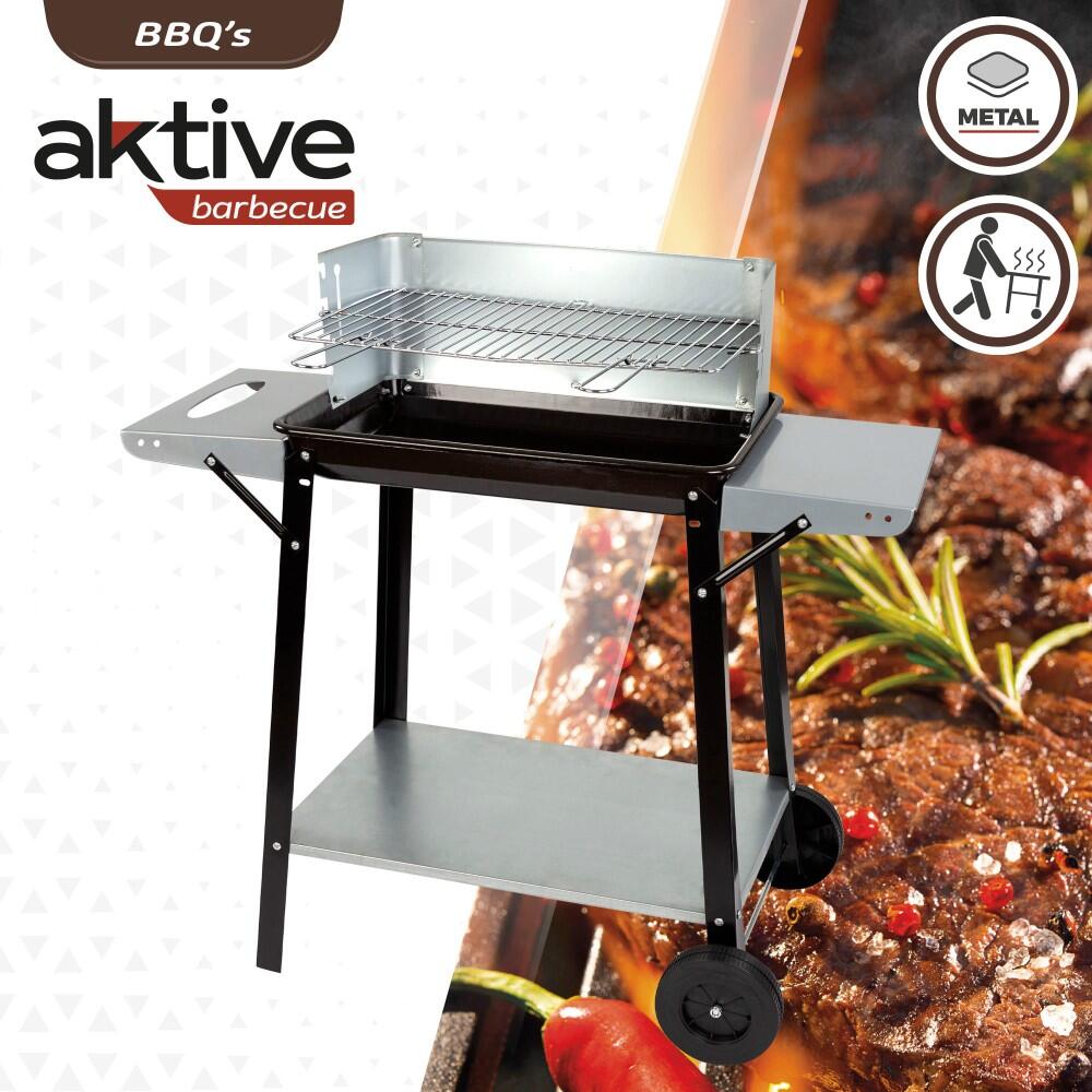 Barbacoa carbón portátil con parrilla 4 alturas Aktive 2/7