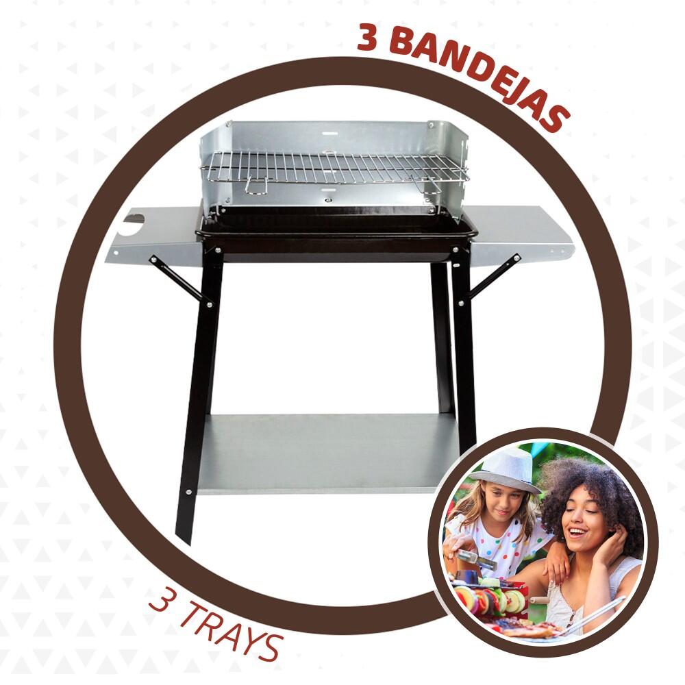 Barbacoa carbón portátil con parrilla 4 alturas Aktive 5/7