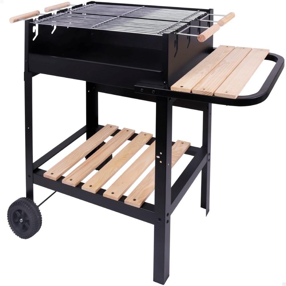 AKTIVE Barbecue portatile a carbonella con doppia griglia a legna Aktive