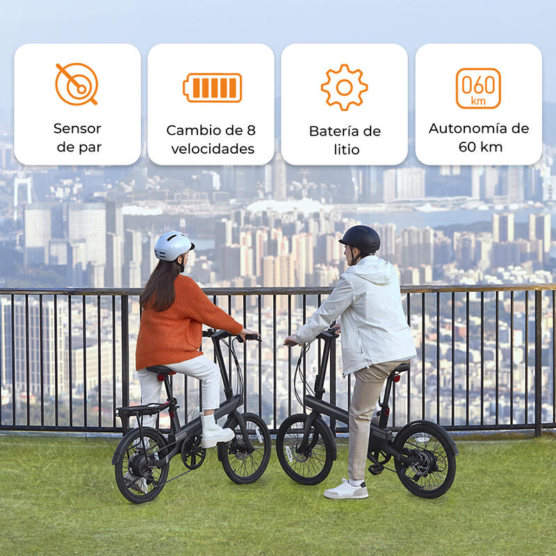 Bicicleta elétrica urbana Xiaomi QiCycle C2, Conectada, Pedalada assistida
