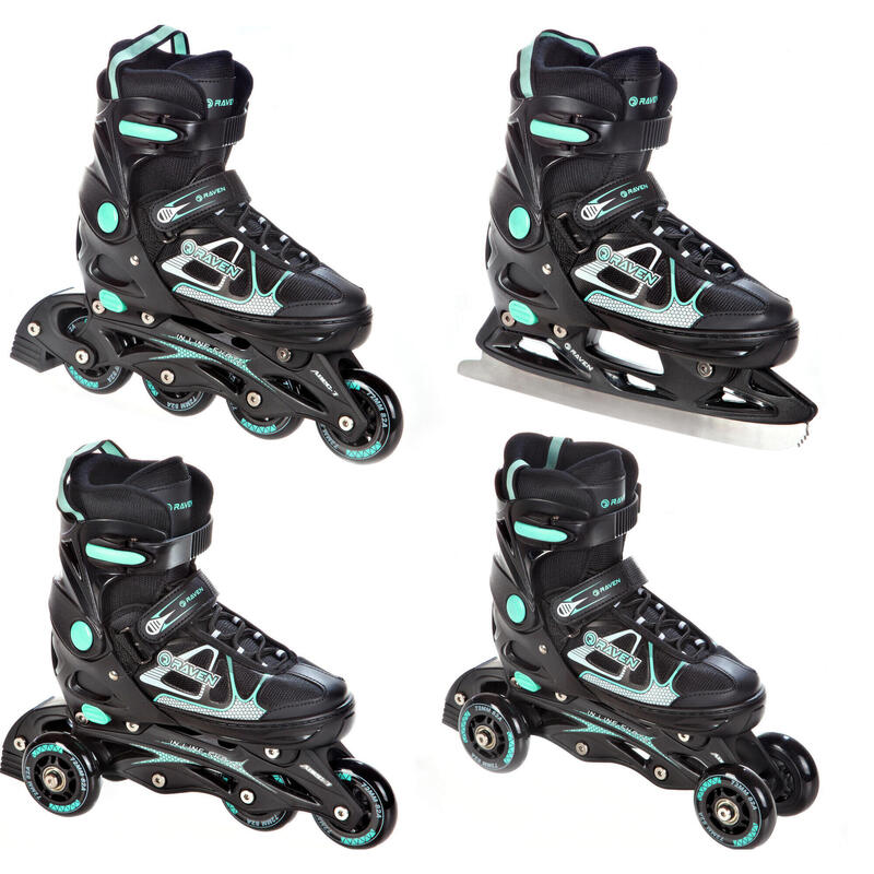 Patines ajustables 4 en 1 Spirit Negro/Menta