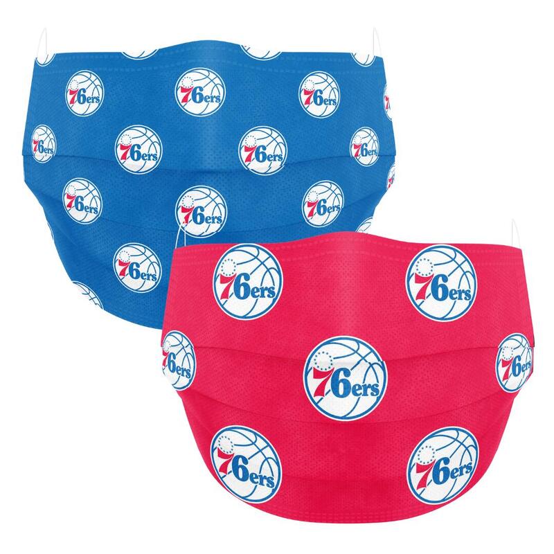 [兩包裝] NBA授權三層式拋棄口罩「76人」(雙色 5+5入)