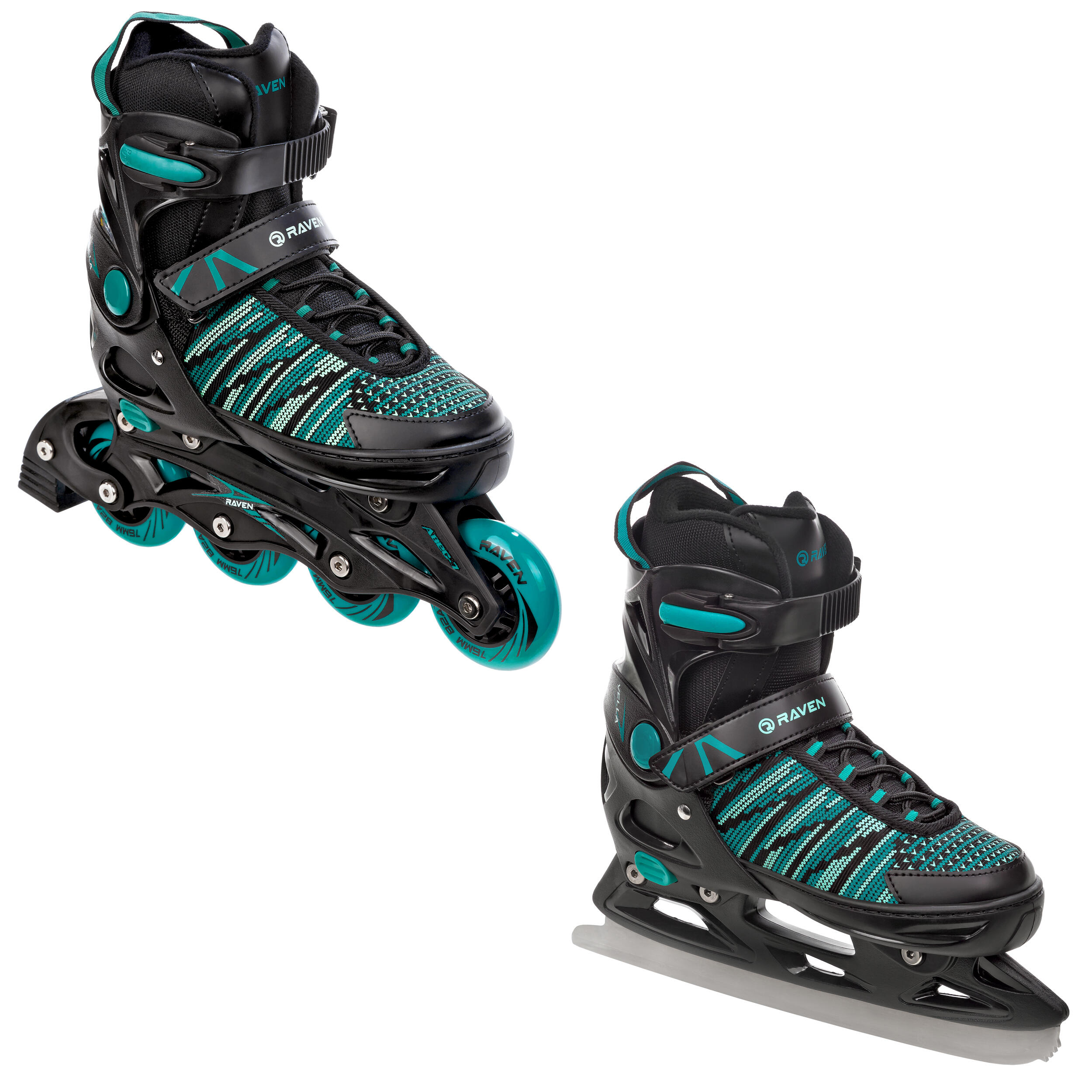 RAVEN Rollschuhe 2in1 Verstellbar Vella Schwarz/Mint