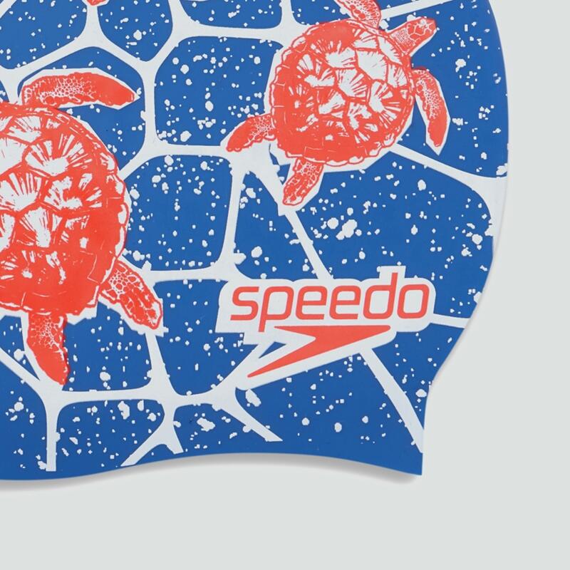 Casca inot pentru copii Speedo Slogan Print albastru/alb