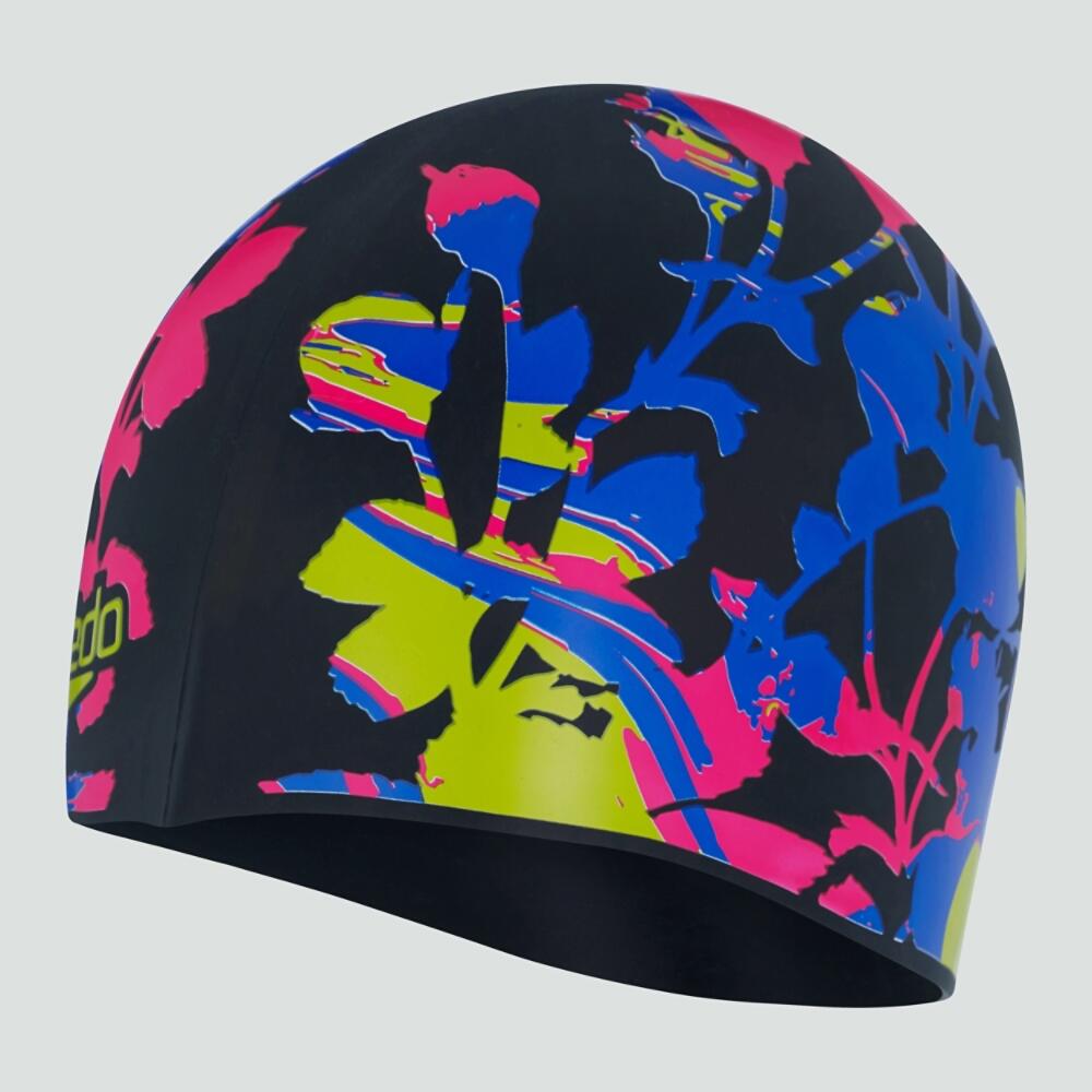 SPEEDO Junior Printed Silicone Unisex Swim Cap Pink/Blue