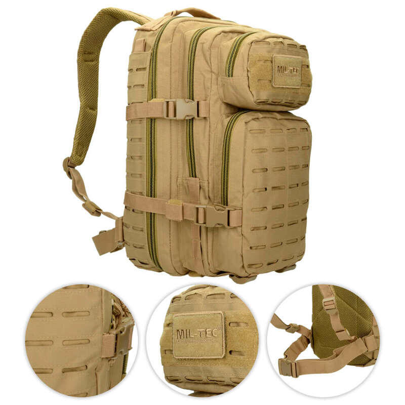 Mochila tática militar mil-tec coiote corte laser 20l