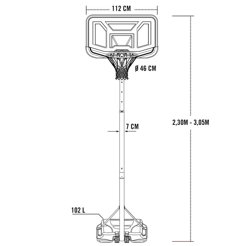 Canasta baloncesto ultrarresistente Lifetime altura regulable 230/305 cm UV100