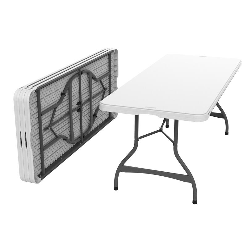 Mesa rectangular patas plegables blanco efecto granito Lifetime