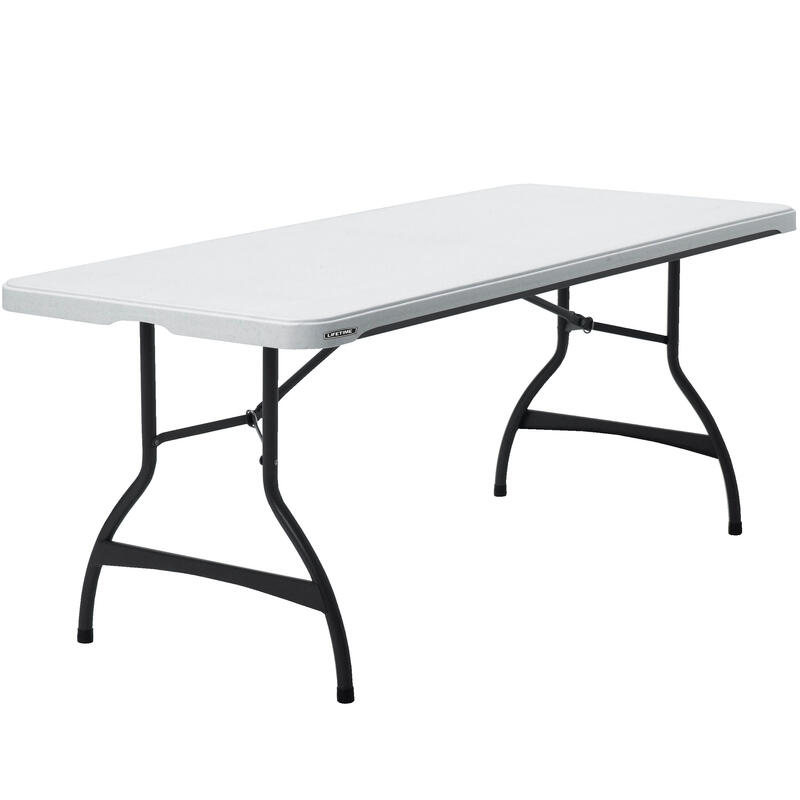 Mesa rectangular patas plegables blanco efecto granito Lifetime 182x76x73,5 cm
