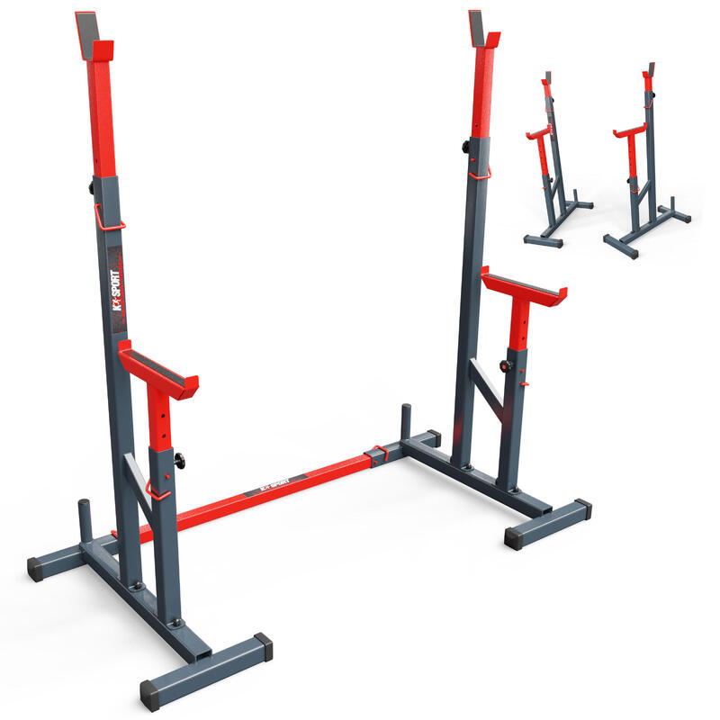 Barra de entrenamiento con pesas ajustable para sentadillas, soporte para  barra, estación de barra de inmersión, estante de prensa ajustable